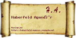 Haberfeld Agenór névjegykártya